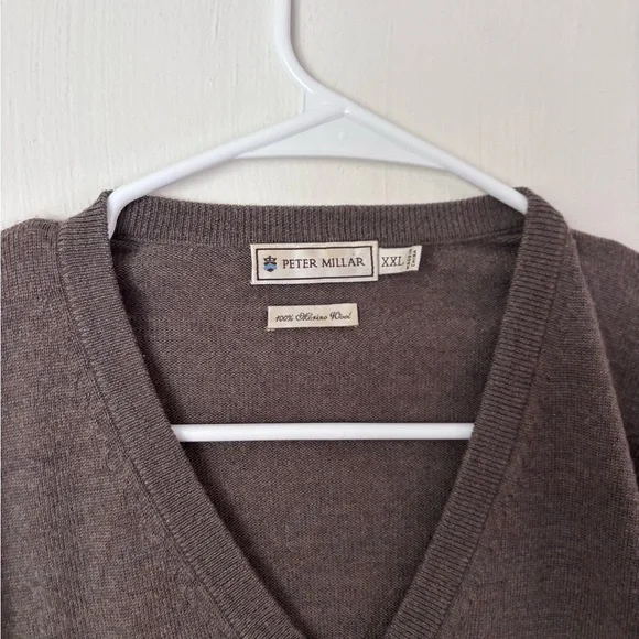 Peter Millar Merino Wool Sweater Dark Earth Brown/Grey - Picture 4 of 4